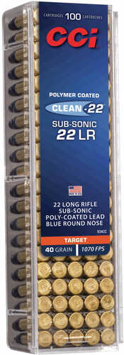 22 Long Rifle 100 Rounds Ammunition CCI 40 Grain Lead Nose